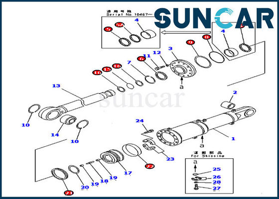 707-99-84040 corredo di riparazione della guarnizione di inclinazione di lama D475A-2 D475A-3 KOMATSU L.H. Cylinder Service Kit