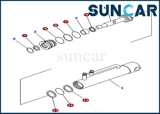 Guarnizione Kit For Komatsu D475A-3 di riparazione del cilindro idraulico di resistenza della corrosione 707-99-11010