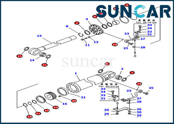 707-99-75600 cilindro Kit Fits Komatsu D475A-5A dell'ascensore dello scarifiC.A.Tore di 7079975600 del bulldozer corredi della guarnizione
