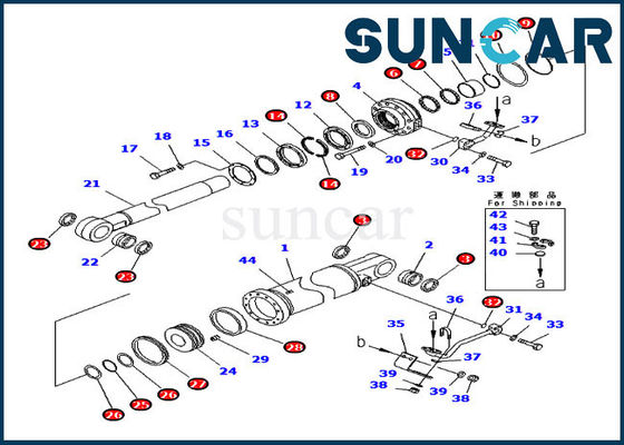 Corredo di servizio del cilindro del corredo 7079977400 di sigillamento di inclinazione dello scarifiC.A.Tore delle parti 707-99-77400 dell'OEM di KOMATSU