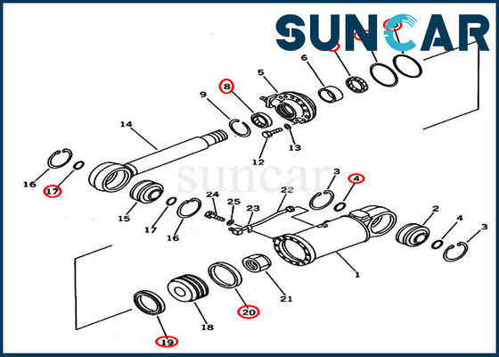707-98-53410 misure D53A-18 D53P-18 KOMATSU dei corredi di Kit Hydraulic Cylinder Repair della guarnizione di inclinazione