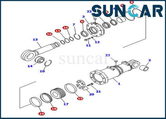 Corredi doppi di servizio di KOMATSU del bulldozer del corredo 707-98-95430 della guarnizione del cilindro di inclinazione di D575A-2 D575A-3
