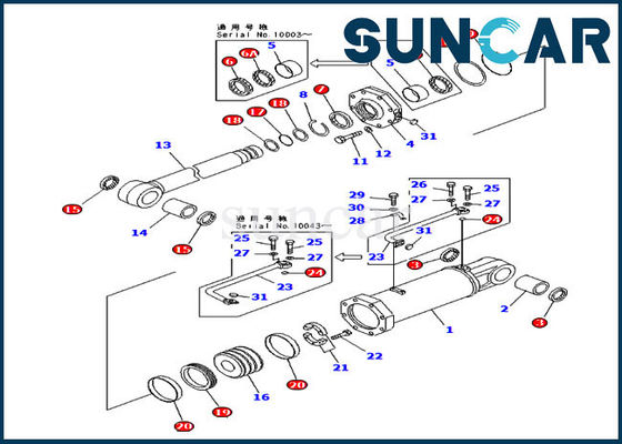 707-98-84420 servizio Kit Cylinder Repair Seal Kit dell'ascensore dello scarifiC.A.Tore per il bulldozer di KOMATSU D575A-2