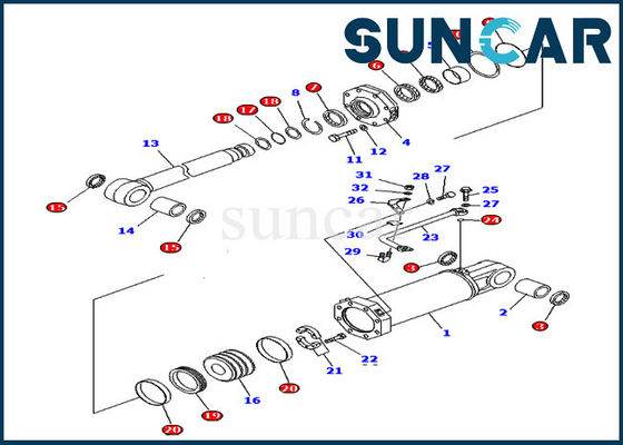 Riparazione Kit Hydraulic Oil Seal Kit del cilindro di inclinazione dello scarifiC.A.Tore delle parti 707-98-84450 di D575A-2 KOMATSU