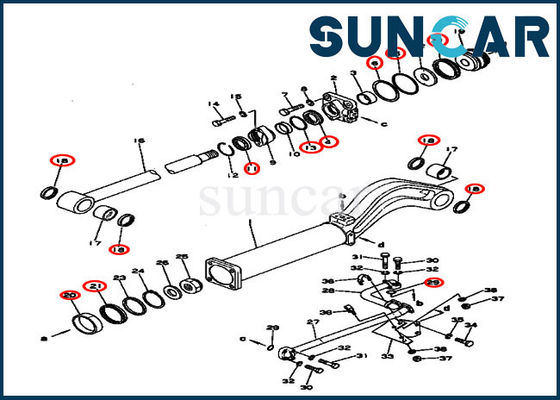 131-63-05020 guarnizione Kit For D53S-16 KOMATSU di riparazione del corredo 131-63-05020 di servizio del cilindro dello scarico