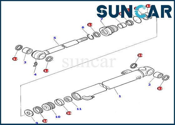 878000389 corredo interno della guarnizione di riparazione del cilindro del secchio dell'escavatore PC10-7 di KOMATSU della guarnizione di guarnizione