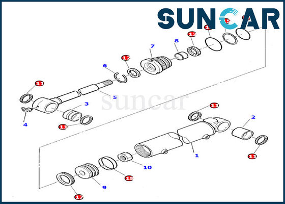 878000392 corredo della guarnizione della guarnizione della sostituzione di Kit For Komatsu PC10-7 PC20-7 di servizio del cilindro dell'oscillazione dell'asta