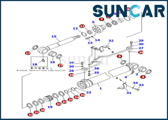 707-98-36250 guarnizione interna Kit Parts di riparazione di Boom Cylinder Service Kit Komatsu PC100-6Z dell'escavatore