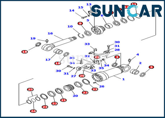 707-99-44270 corredo interno di servizio della guarnizione del cilindro del corredo PC128UU PC138US KOMATSU della guarnizione del cilindro di lama