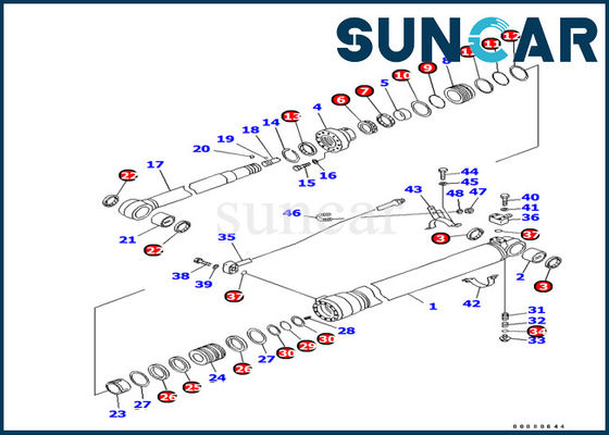 Resistenza di olio 707-99-44340 parti interne idrauliche di Kit For Komatsu PC100-6Z della guarnizione del cilindro del braccio