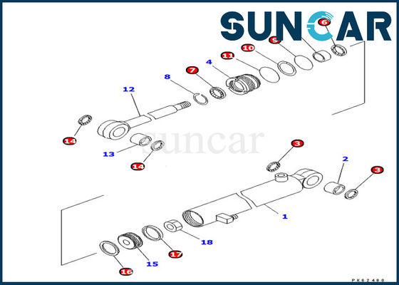707-98-03460 corredo interno di servizio della guarnizione del cilindro del braccio di Seal Kits Komatsu PC03-2 dell'escavatore