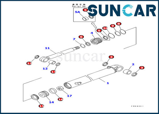 Escavatore Sealing 707-98-10820 parti interne dei corredi PC10MR-1 KOMATSU della guarnizione del cilindro del braccio