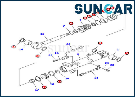 707-98-10940 corredi della guarnizione di riparazione del cilindro dell'asta di KOMATSU per PC10MR-1 l'escavatore Inner Parts