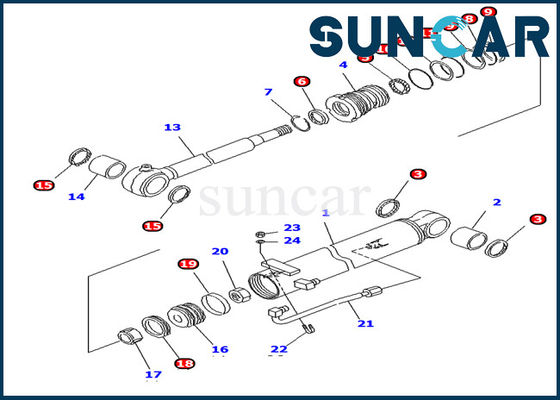 Escavatore idraulico di Kit For Komatsu PC10UU-3 di servizio del cilindro dell'asta del corredo 707-98-13880 della guarnizione