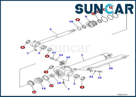 707-98-22820 escavatore Models di Kit Komatsu Service Kit Fits PC20MR-1 PC30UU-3 della guarnizione del cilindro del braccio