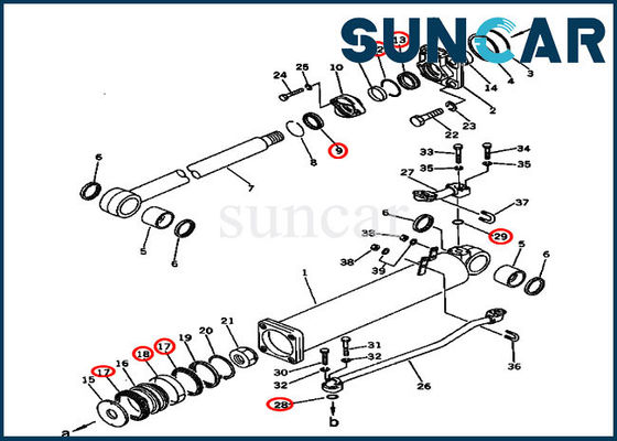 Guarnizione idraulica Kit Cylinder Replacement Kits For D57S-1B D57S-1 KOMATSU dell'ascensore delle guarnizioni 135-63-05060