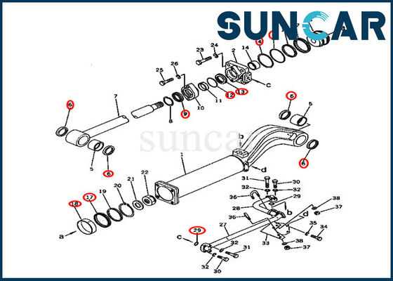 Bulldozer idraulico di Kit For D57S-1 KOMATSU di riparazione della guarnizione del cilindro dello scarico del corredo 135-63-05030 della guarnizione