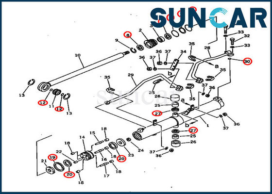 Corredo di riparazione idraulico del cilindro dell'ascensore della lama dei corredi 707-98-36450 della guarnizione di D60A-8 KOMATSU 7079836450