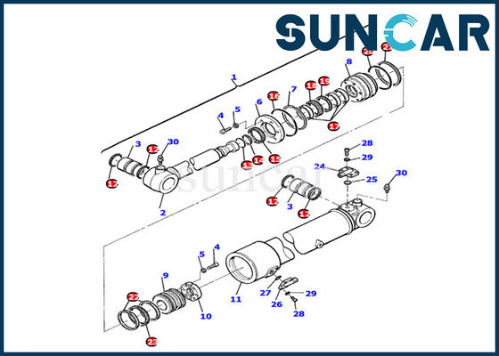 corredi idraulici della guarnizione del cilindro del braccio 21D-61-13160 per il modello Inner Replacement Kit di KOMATSU PC110R-1