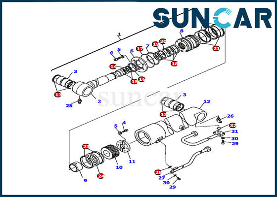 Il cilindro dell'asta di resistenza all'usura 226-61-11220 KOMATSU PC110R-1 che sigilla Kit Excavator Gasket Kit