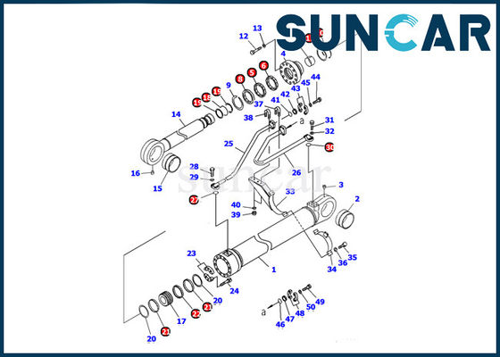 707-98-77210 corredi di riparazione di Kit Oil Seal di servizio del cilindro del secchio dell'escavatore di KOMATSU PC1100-6