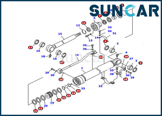 707-99-25800 parti di Hydraulic Cylinder Inner dell'escavatore di Kit Fits PC128US-2-A della guarnizione del cilindro del secchio di KOMATSU