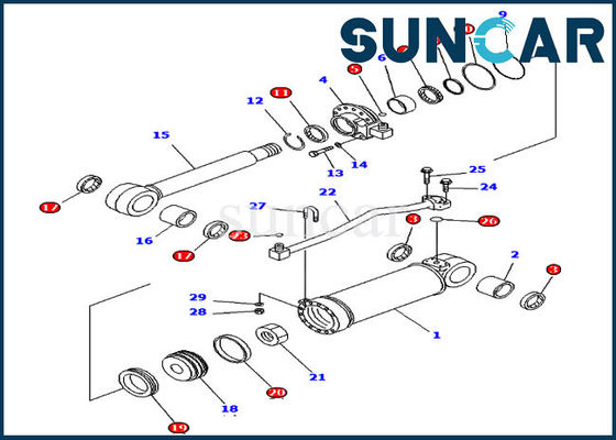 707-99-52170 scarifiC.A.Tore che sigilla i modelli di Kit Komatsu Cylinder Seal Repair Kit Fits D65EX-15E0