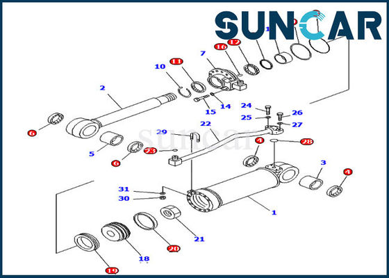 Servizio sostitutivo Kit For Komatsu D65E-12 D85ESS-2A del corredo 707-99-52230 della guarnizione del cilindro dello scarifiC.A.Tore