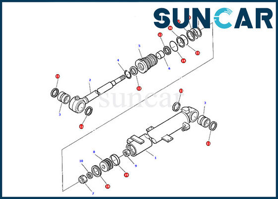 878000380 riparazione Kit Excavator Inner Gasket Kit della guarnizione di Kit Komatsu PC05-7 di servizio del cilindro dell'asta