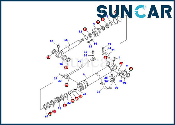 Escavatore Repair Kit del corredo PC120-6E0 KOMATSU della guarnizione del cilindro del secchio di resistenza di olio 707-99-25870