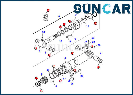 707-99-27650 corredo interno della guarnizione di riparazione del corredo PC110R-1 PC95R-2 di Bucket Cylinder Seal dell'escavatore di KOMATSU