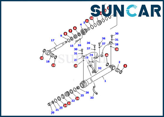 707-99-36290 primo escavatore Inner Replacement di Kit Fits Komatsu PC120 PW130 della guarnizione del cilindro dell'asta