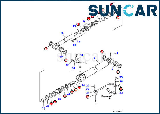 Parti di riparazione interne dell'escavatore di KOMATSU PC128US-2-AC del corredo 707-99-37350 della guarnizione del cilindro dell'asta