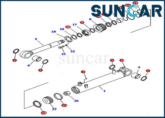 707-99-43380 7079943380 corredo della guarnizione della sostituzione del cilindro del corredo D85EX-15 KOMATSU di servizio idraulico