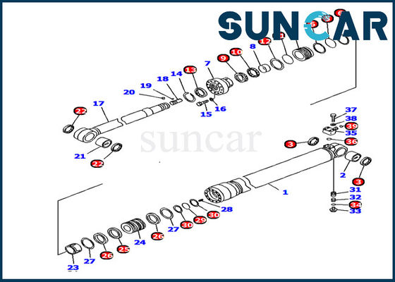 Escavatore idraulico Repair Kits Fits KOMATSU PC128US-2-AC del corredo 707-99-44390 della guarnizione del cilindro del braccio