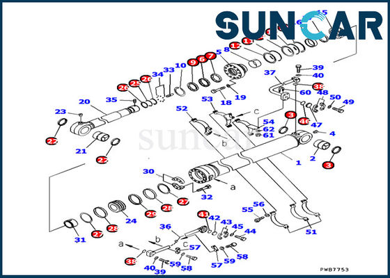 PC1250SP-7 modella il corredo di Kit Komatsu Excavator Inner Repair della guarnizione del cilindro del secchio di 707-99-67840 KOMATSU