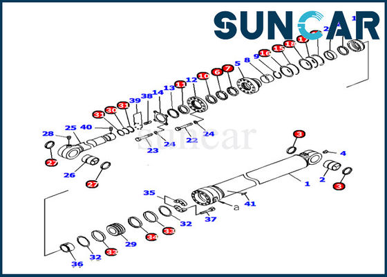 Escavatore Model di Kit Inner Repair Service Kit PC1250-7 della guarnizione del cilindro del secchio di KOMATSU 707-99-72380