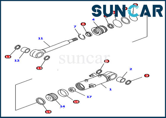 Servizio idraulico Kit Machinery Sealing Kit del cilindro di lama di Komatsu 707-98-11300 dell'escavatore PC12R-8