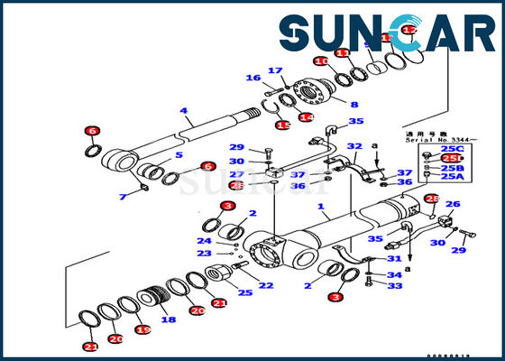 PC128UU-1 cilindro del braccio dell'escavatore 707-99-38710 KOMATSU che sigilla Kit Equipment Inner Parts