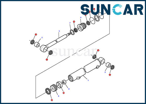878000497 corredo interno di sigillamento di riparazione di Kit Komatsu Excavator PC12R-8 della guarnizione del cilindro dell'oscillazione dell'asta