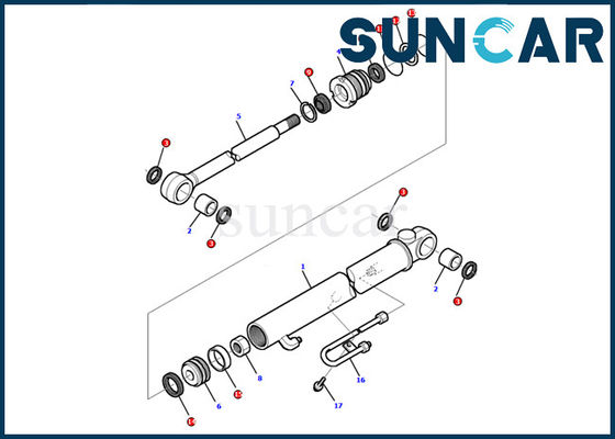 Resistenza di olio di Inner Repair Parts dell'escavatore di KOMATSU PC12R-8 del corredo 878000498 della guarnizione del cilindro del secchio