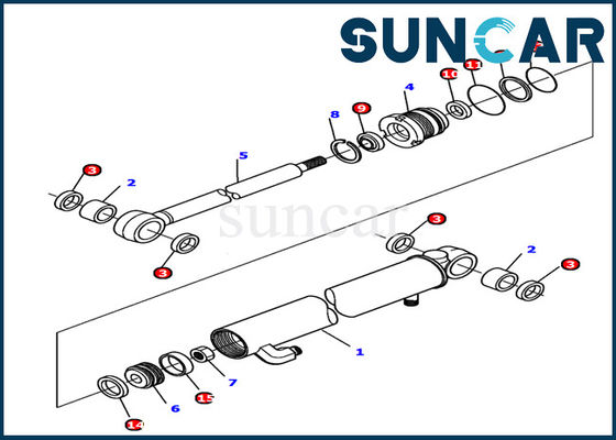 878000500 corredo della guarnizione di misure PC12R-8 delle parti di Kit Komatsu Hydraulic Cylinder Spare della guarnizione del cilindro del braccio