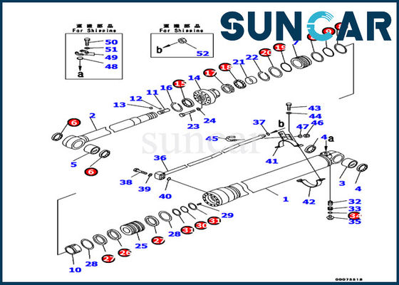 707-99-37190 le parti interne di KOMATSU regolano la guarnizione Kit Arm Cylinder Service Kit PC130-8 del cilindro