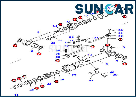 707-99-37740 corredo di servizio di riparazione del cilindro della mano sinistra di Kit Komatsu PC138US-10 della guarnizione del cilindro dell'asta