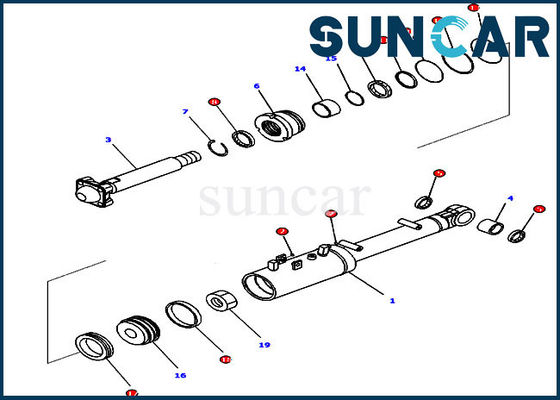 Corredo di Kit Dozer Blade Tilt Seal di servizio del cilindro di inclinazione e del passo di D65EX-16 KOMATSU 707-99-43320