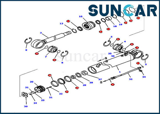 707-99-36720 riparazione Kit Fits D65EX-16 D65PX-16 KOMATSU della guarnizione del cilindro dell'angolo di passo del bulldozer
