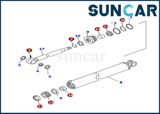 707-98-35330 corredo di Cylinder Inner Service dell'escavatore del corredo PC130F-7 della guarnizione del cilindro di KOMATSU RLG