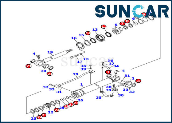 707-99-24740 escavatore interno Repair Kits di Kit Fits PC130F-7 KOMATSU della guarnizione delle parti del cilindro del secchio