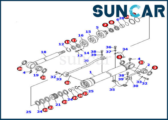 707-99-27470 escavatore Replacement di Kit Seal Repair Kit For PC130F-7 di servizio del cilindro del secchio di KOMATSU
