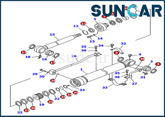 Escavatore Sealing Kit del corredo PC130F-7 KOMATSU della guarnizione del cilindro del secchio di resistenza di olio 707-99-27500